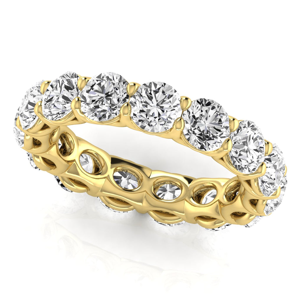 Round Cut Lab Diamonds Eternity Ring Wedding Band 14K Yellow Gold (4.58ct)