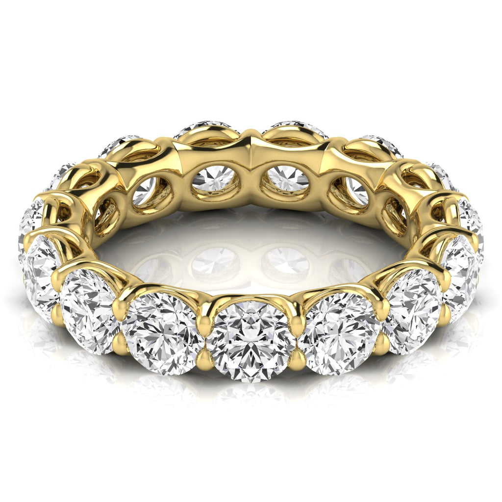 Round Cut Lab Diamonds Eternity Ring Wedding Band 14K Yellow Gold (4.58ct)