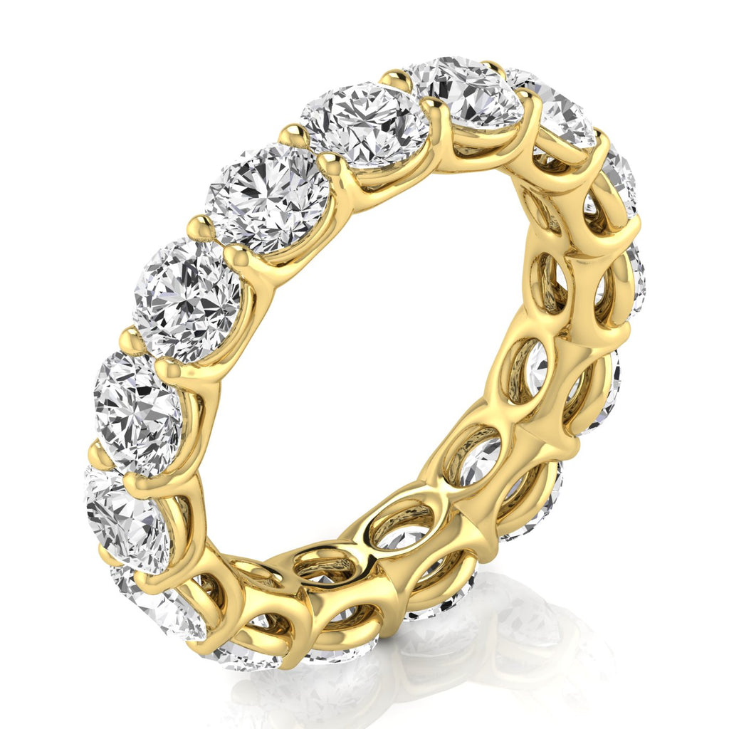 Round Cut Lab Diamonds Eternity Ring Wedding Band 14K Yellow Gold (4.58ct)