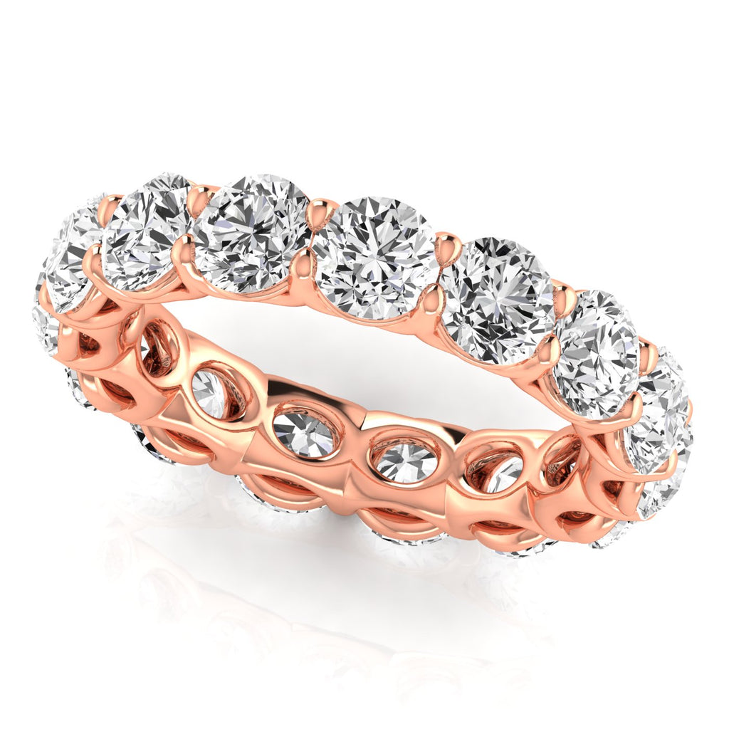 Round Cut Lab Diamonds Eternity Ring Wedding Band 18K Rose Gold (4.58ct)