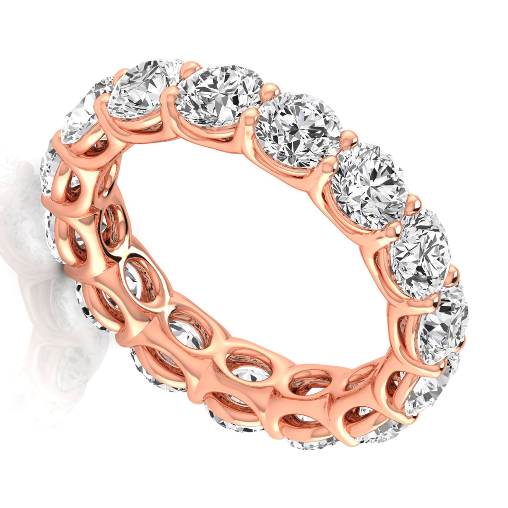 Round Cut Lab Diamonds Eternity Ring Wedding Band 18K Rose Gold (4.58ct)
