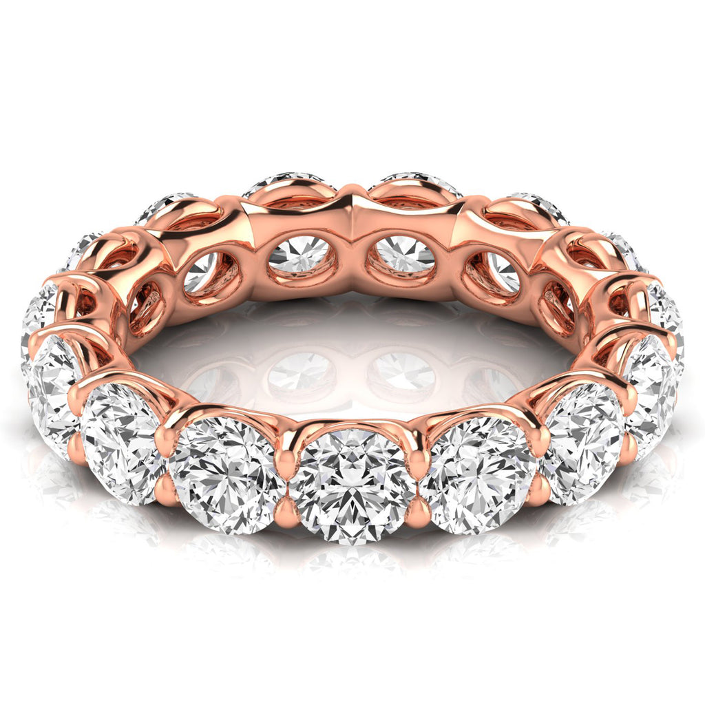 Round Cut Diamonds Eternity Ring Wedding Band 18K Rose Gold (4.58ct)