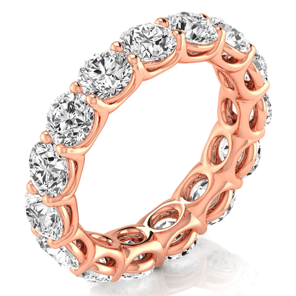 Round Cut Diamonds Full Eternity Ring Ring Wedding Band 18K Rose Gold (4.58ct)