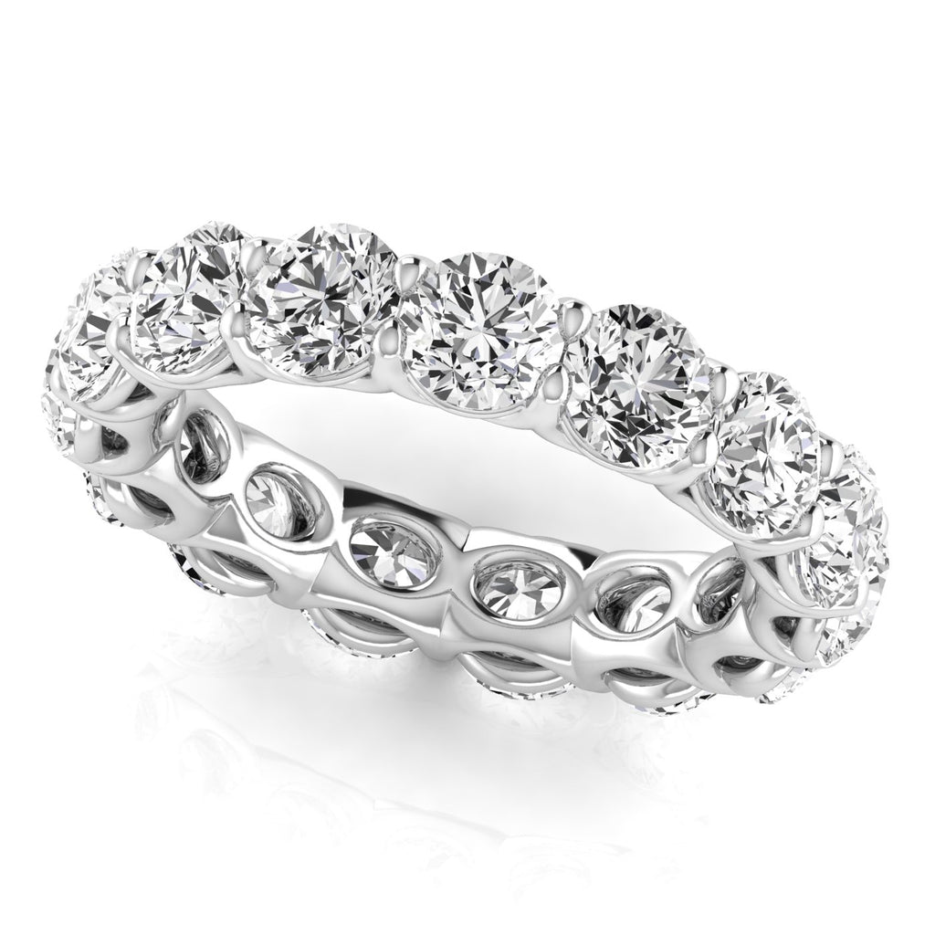 Round Cut Lab Diamonds Eternity Ring Wedding Band 18K White Gold (4.58ct)