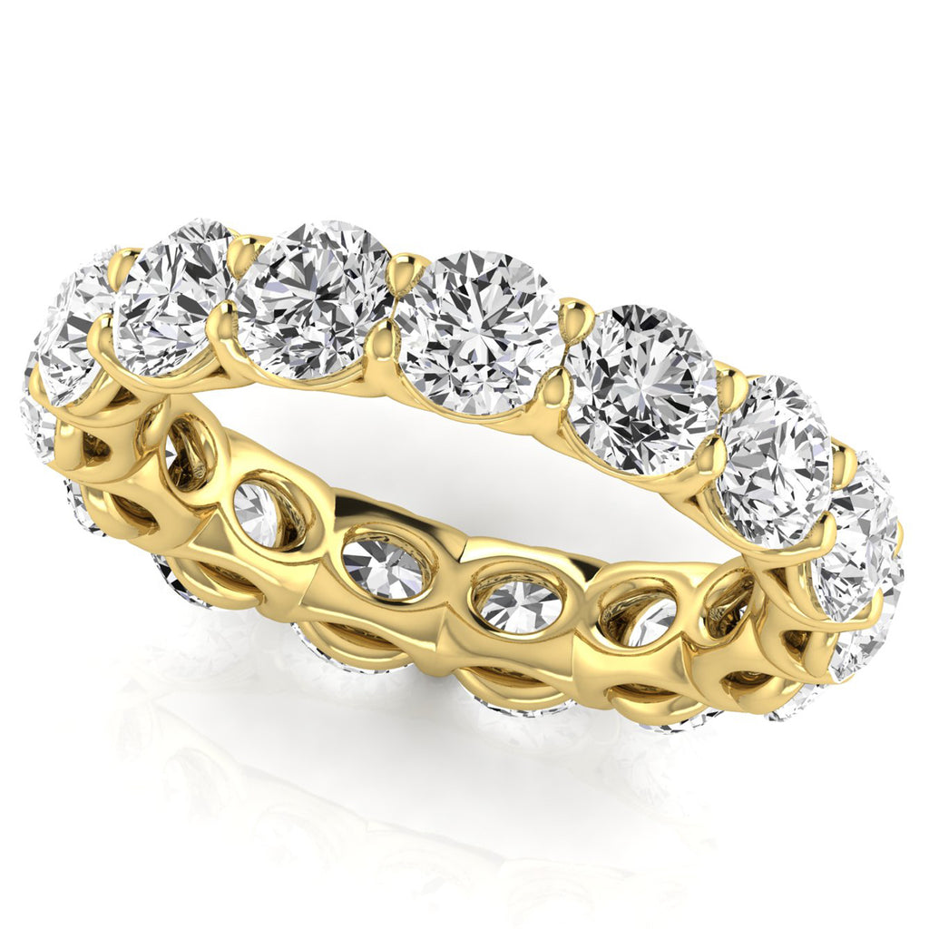 Round Cut Diamonds Full Eternity Ring Ring Wedding Band 18K Yellow Gold (4.58ct)