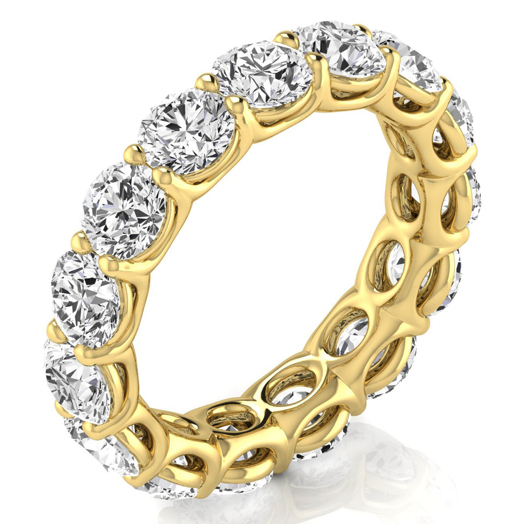Round Cut Diamonds Eternity Ring Wedding Band 18K Yellow Gold (4.58ct)