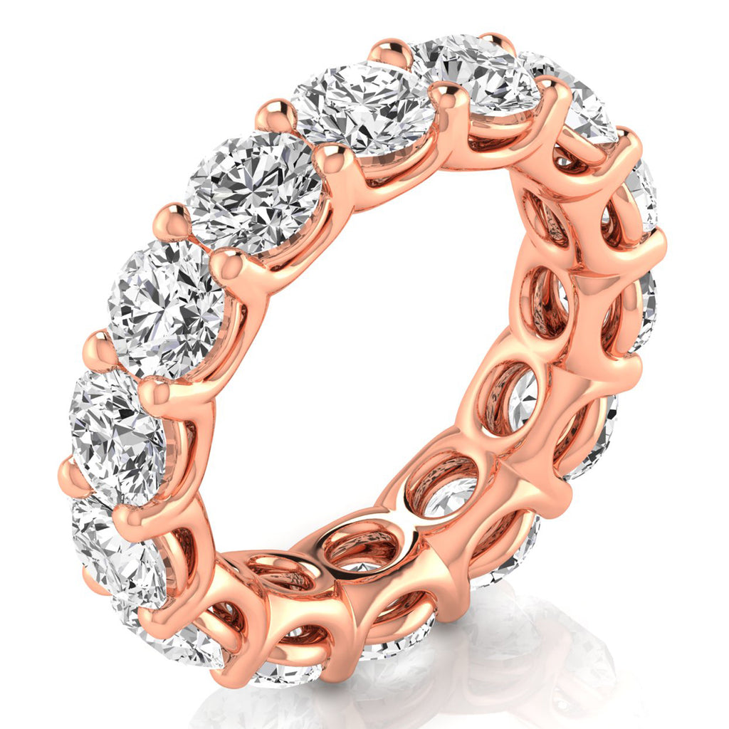 Round Cut Diamonds Eternity Ring Wedding Band 14K Rose Gold (7.07ct)