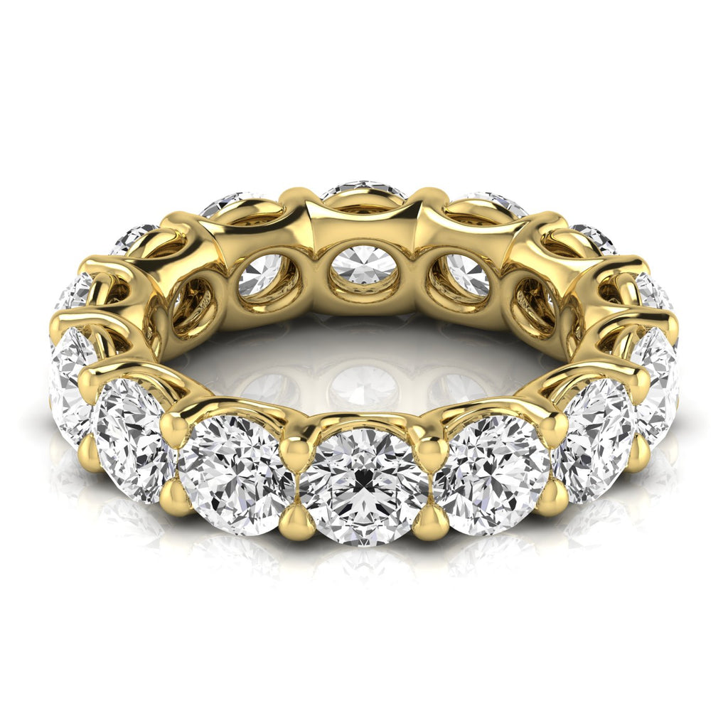 Round Cut Lab Diamonds Eternity Ring Wedding Band 14K Yellow Gold (7.07ct)