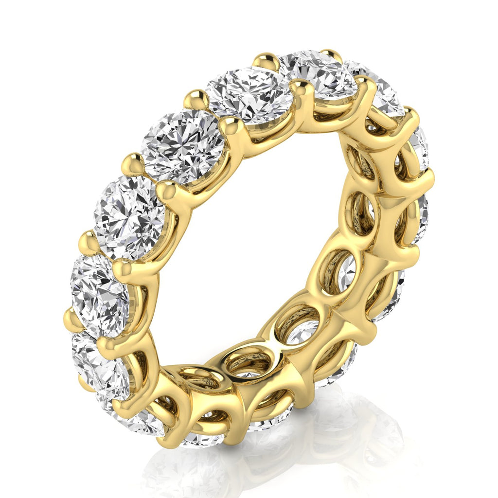 Round Cut Lab Diamonds Eternity Ring Wedding Band 14K Yellow Gold (7.07ct)