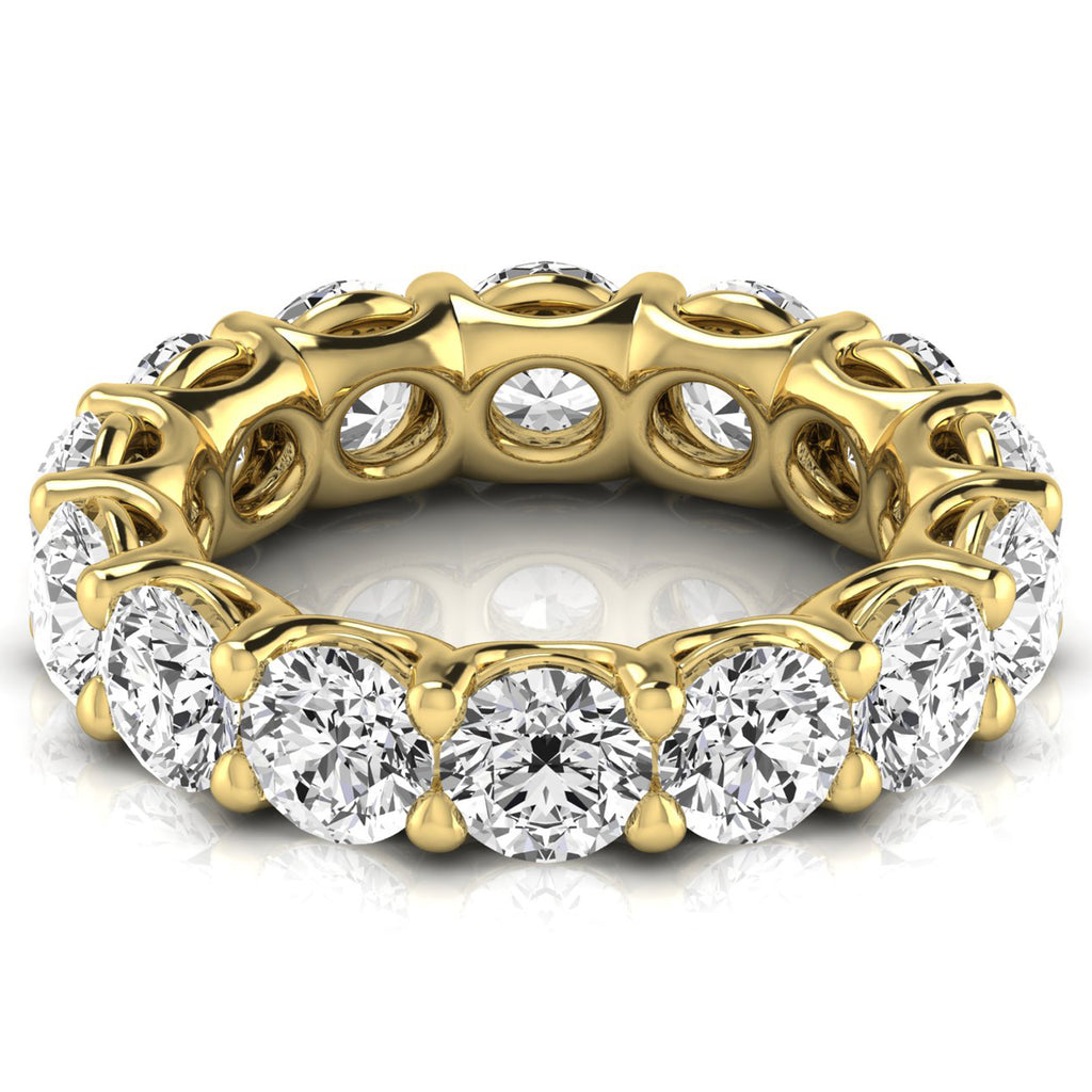 Round Cut Diamonds Eternity Ring Wedding Band 14K Yellow Gold (7.07ct)
