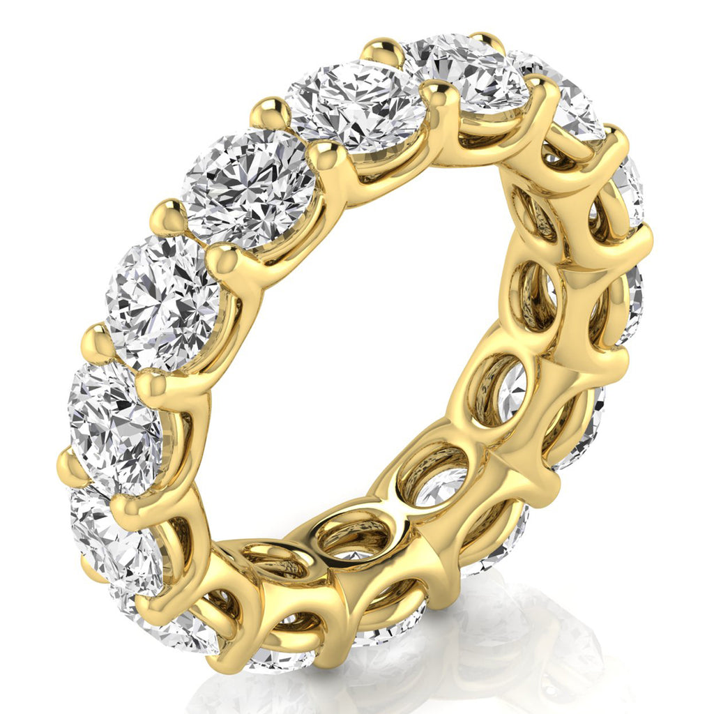Round Cut Diamonds Eternity Ring Wedding Band 14K Yellow Gold (7.07ct)