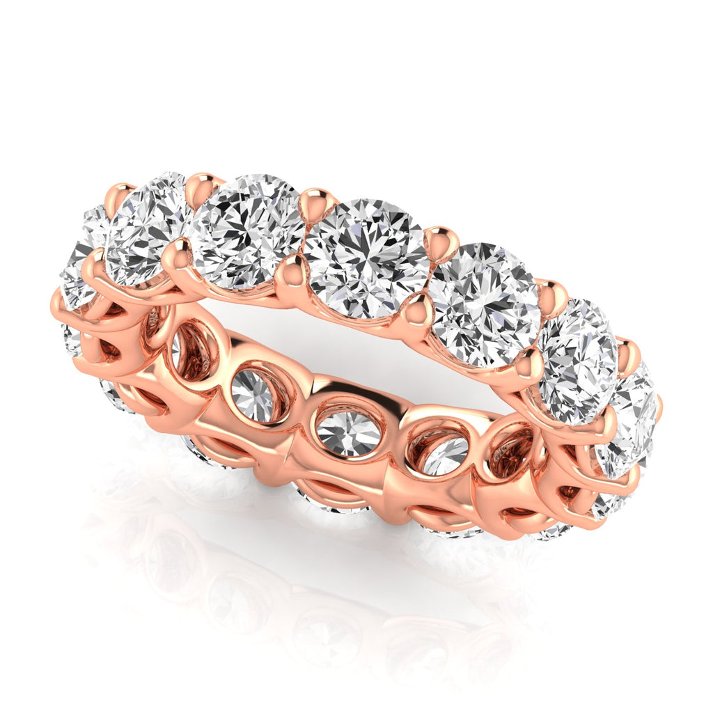 Round Cut Lab Diamonds Eternity Ring Wedding Band 18K Rose Gold (7.07ct)