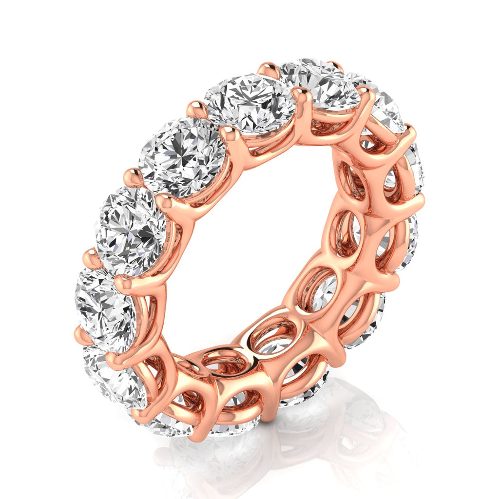 Round Cut Lab Diamonds Eternity Ring Wedding Band 18K Rose Gold (8.52ct)