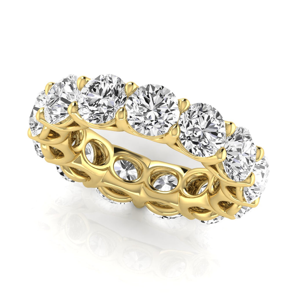 Round Cut Lab Diamonds Eternity Ring Wedding Band 18K Yellow Gold (8.52ct)