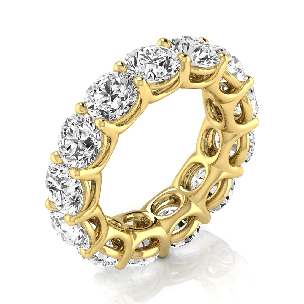 Round Cut Lab Diamonds Eternity Ring Wedding Band 18K Yellow Gold (8.52ct)