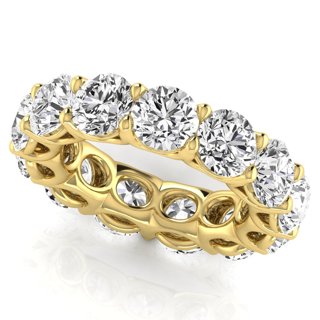 Round Cut Diamonds Full Eternity Ring Ring Wedding Band 18K Yellow Gold (8.52ct)