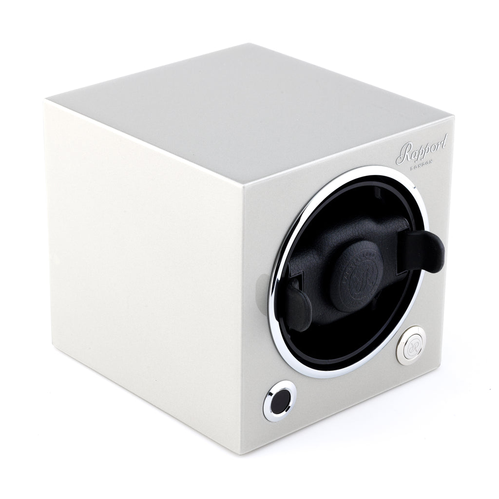 Rapport London Evocube Electric Single Watch Winder Platinum Silver