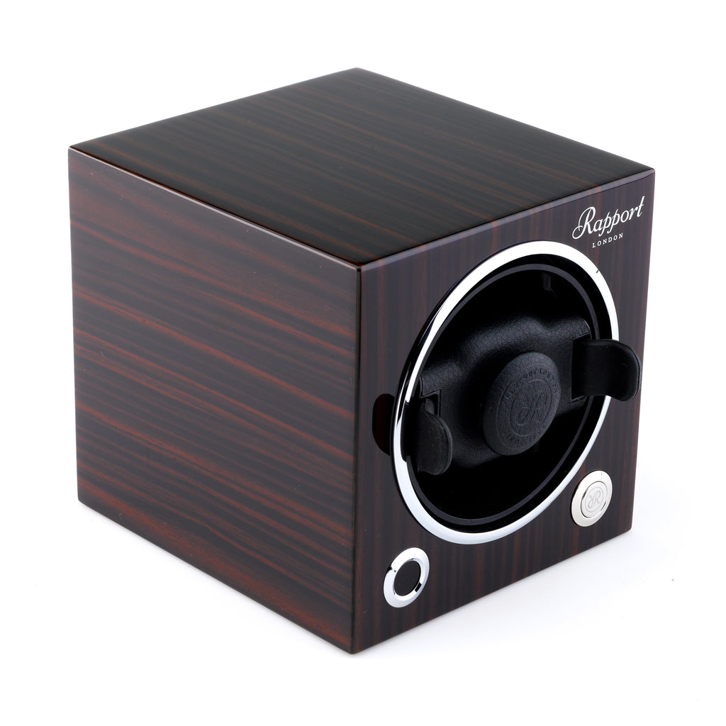Rapport London Evocube Electric Single Watch Winder Macassar Wood