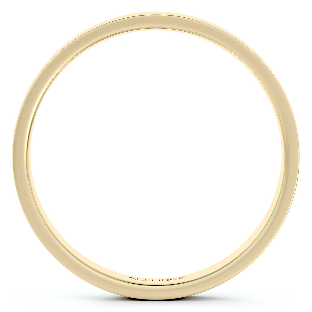 14k Yellow Gold Plain Wedding Band Flat Comfort Fit Plain Ring (3mm)