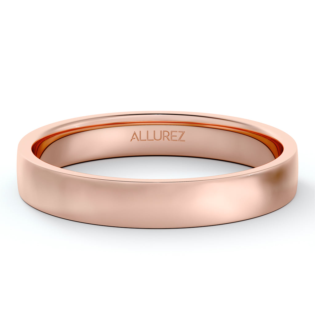 Flat Comfort Fit Plain Ring Wedding Band 18k Rose Gold (3mm)