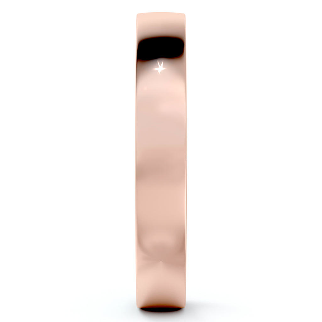 Flat Comfort Fit Plain Ring Wedding Band 18k Rose Gold (3mm)