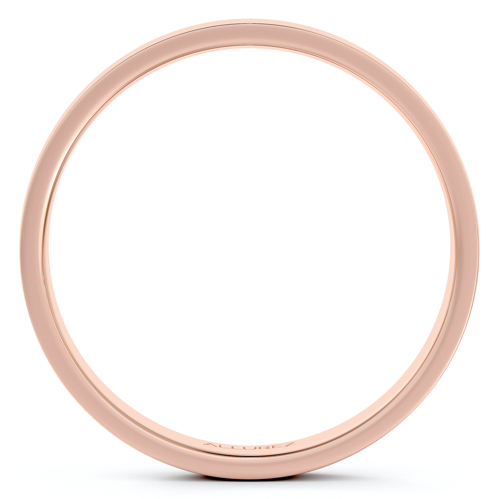 Flat Comfort Fit Plain Ring Wedding Band 18k Rose Gold (3mm)