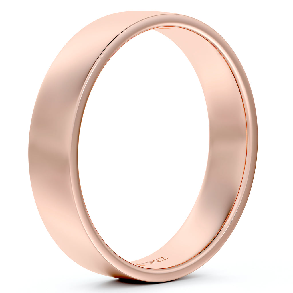 Flat Comfort-Fit Plain Ring Wedding Band 14k Rose Gold (4mm)