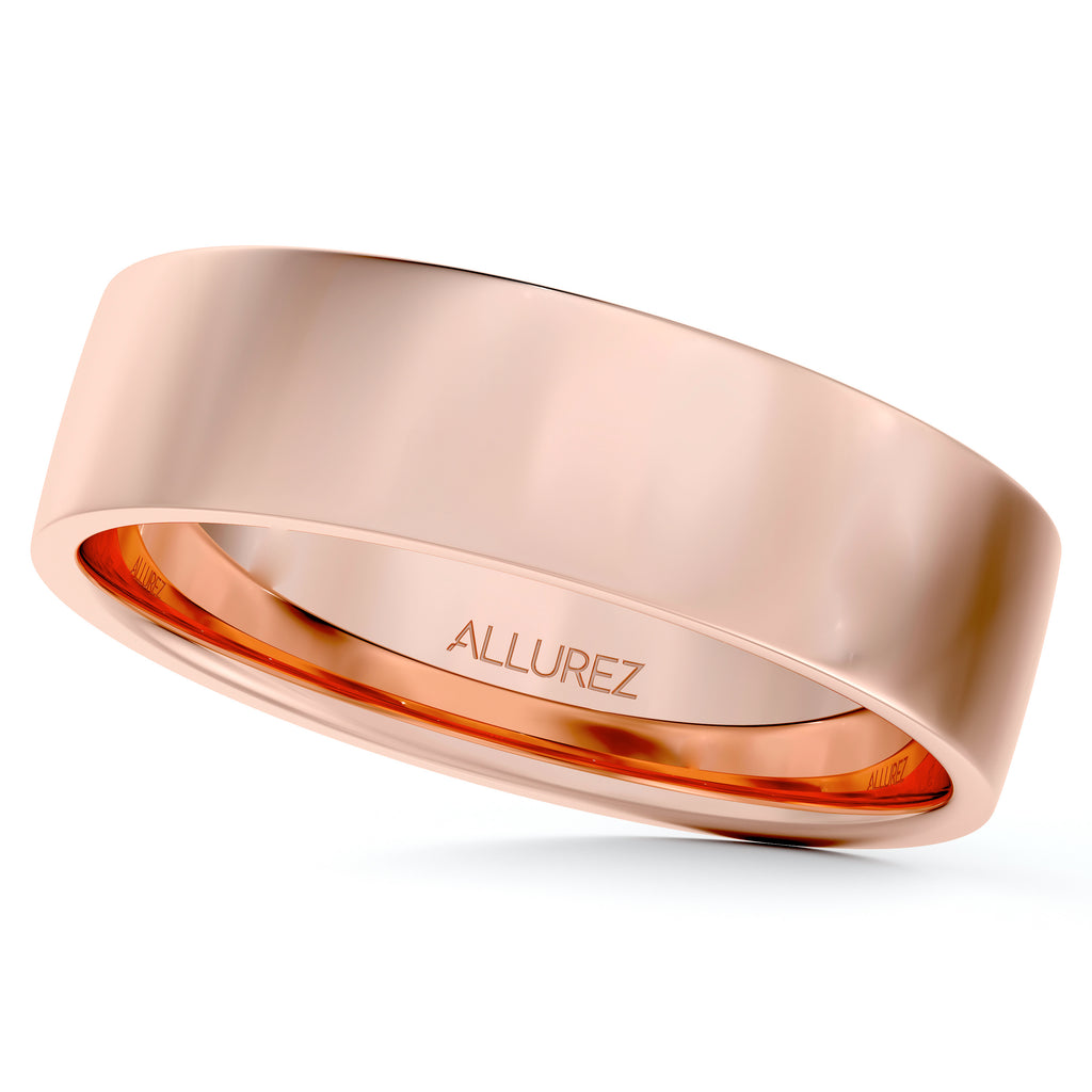 Flat Comfort Fit Plain Ring Wedding Band 14k Rose Gold (5mm)