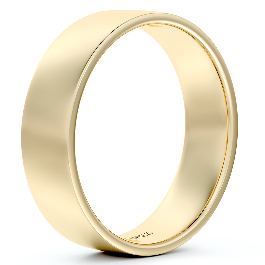 14k Yellow Gold Plain Wedding Band Flat Comfort-Fit Plain Ring (5 mm)
