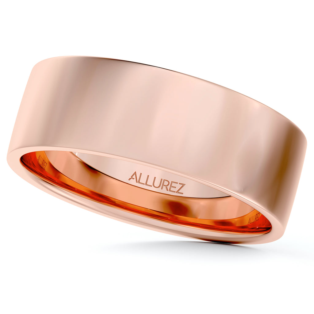 Flat Comfort Fit Plain Ring Wedding Band 14k Rose Gold (6mm)