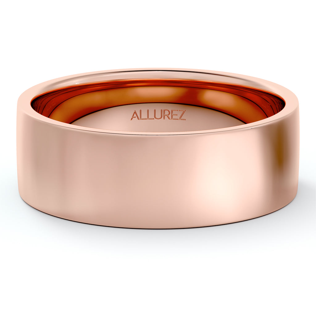 Flat Comfort Fit Plain Ring Wedding Band 14k Rose Gold (6mm)