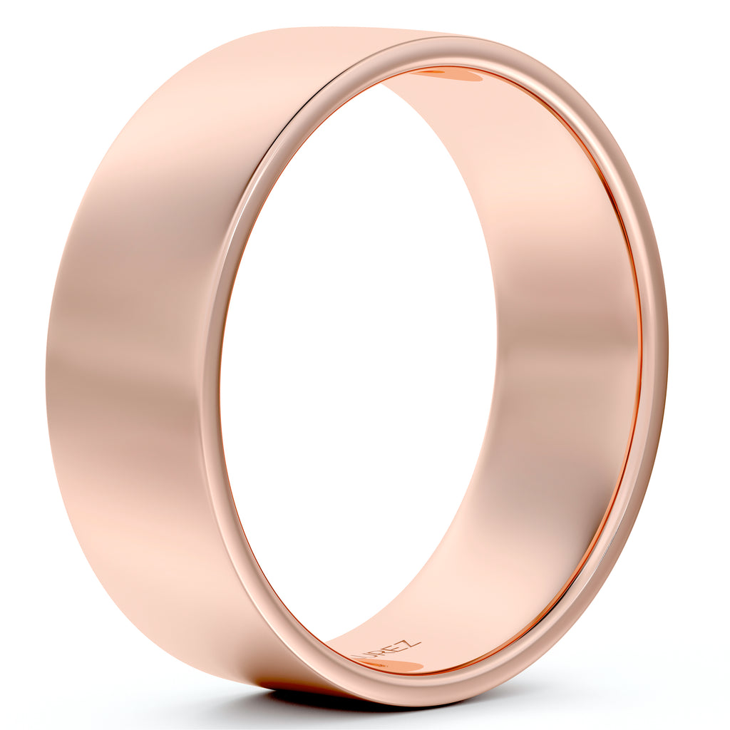 Flat Comfort Fit Plain Ring Wedding Band 14k Rose Gold (6mm)