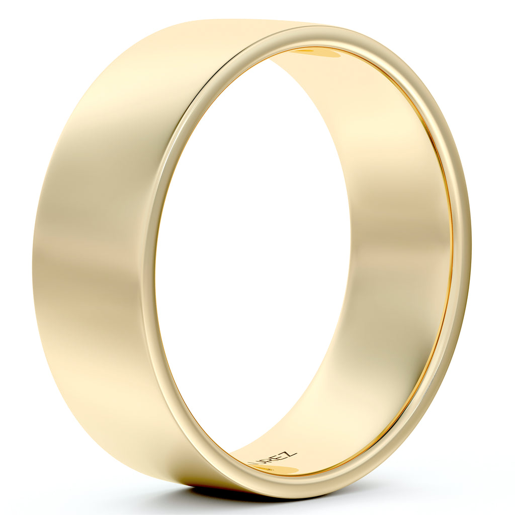 18k Yellow Gold Wedding Band Plain Ring Flat Comfort-Fit (6 mm)