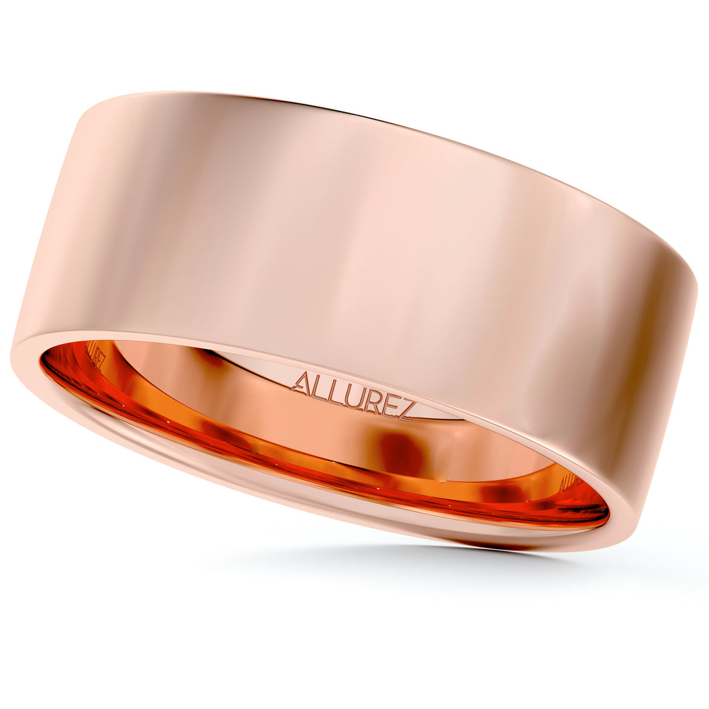 Flat Comfort Fit Plain Ring Wedding Band 14k Rose Gold (7mm)