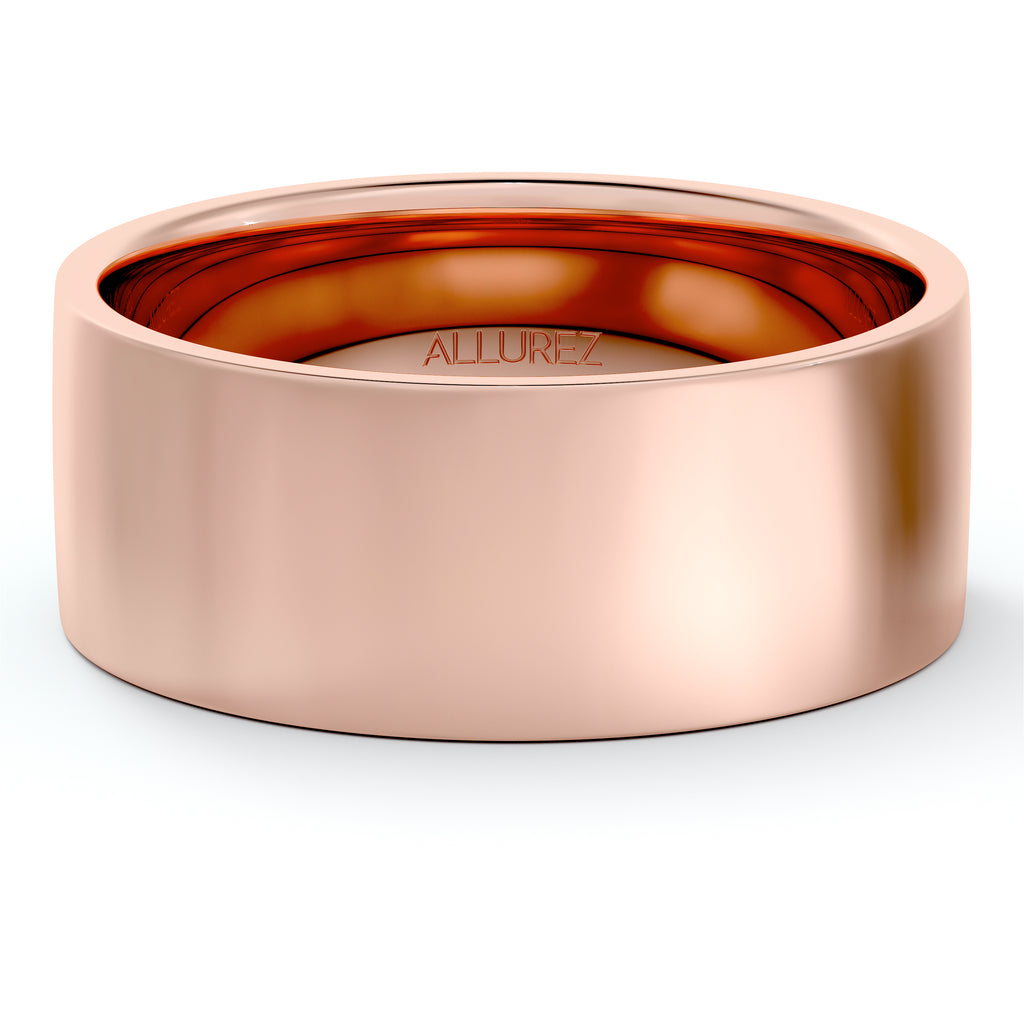 Flat Comfort Fit Plain Ring Wedding Band 14k Rose Gold (7mm)