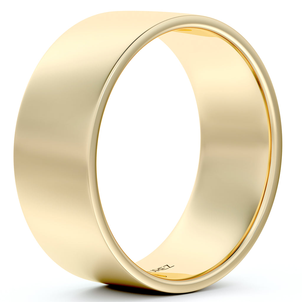 18k Yellow Gold Wedding Band Plain Ring Flat Comfort-Fit (7 mm)