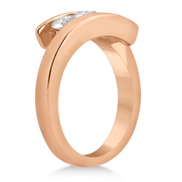 Three Stone Diamond Journey Ring Tension Set 14K Rose Gold 0.60ctw