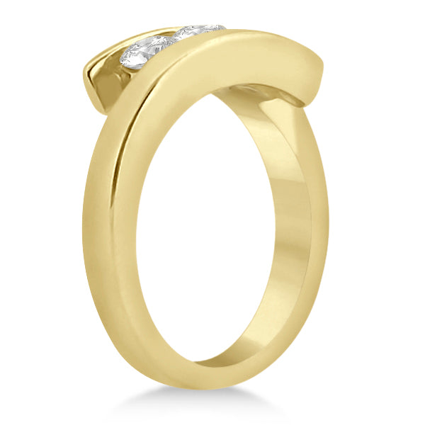 Three Stone Diamond Journey Ring Tension Set 14K Yellow Gold 0.60ctw