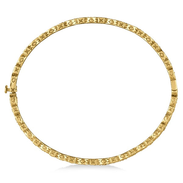 Vintage Style Pave Diamond Bangle Bracelet 14k Yellow Gold (0.55ct)