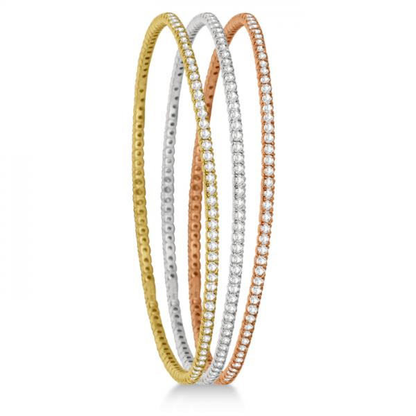 Stackable Diamond Bangle Eternity Bracelet 14k White Gold (1.25ct)