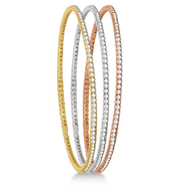 Stackable Diamond Bangle Eternity Bracelet 14k White Gold (2.60ct)