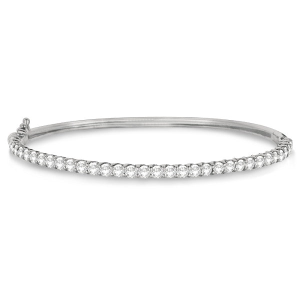 Luxury Stackable Diamond Bangle Bracelet 14k White Gold (4.00ct)
