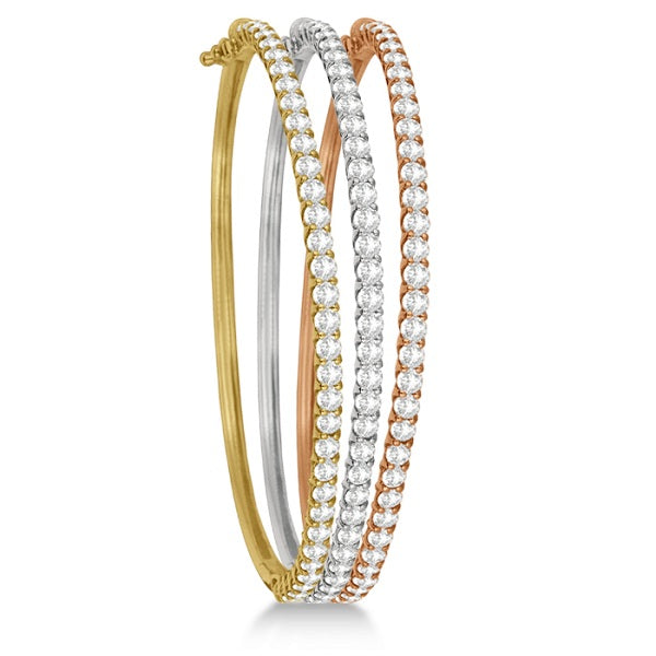 Luxury Stackable Diamond Bangle Bracelet 14k White Gold (4.00ct)