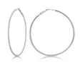 Diamond 53mm Round Skinny Hoop Earrings 14K White Gold (0.60CT)