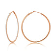 Diamond 39mm Round Skinny Hoop Earrings 14K Rose Gold (0.39CT)