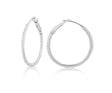 Diamond 25mm Round Skinny Hoop Earrings 14K White Gold (0.20CT)
