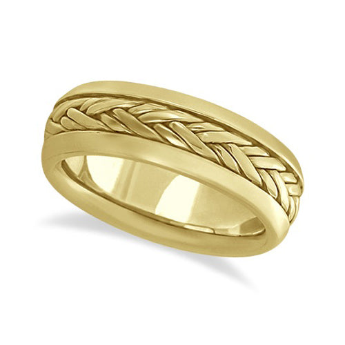 Men's Wide Handwoven Wedding Band 18k Yellow Gold (6mm)