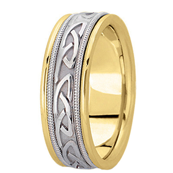 Hand Made Celtic Wedding Band in 14k Two Tone Gold (6mm)