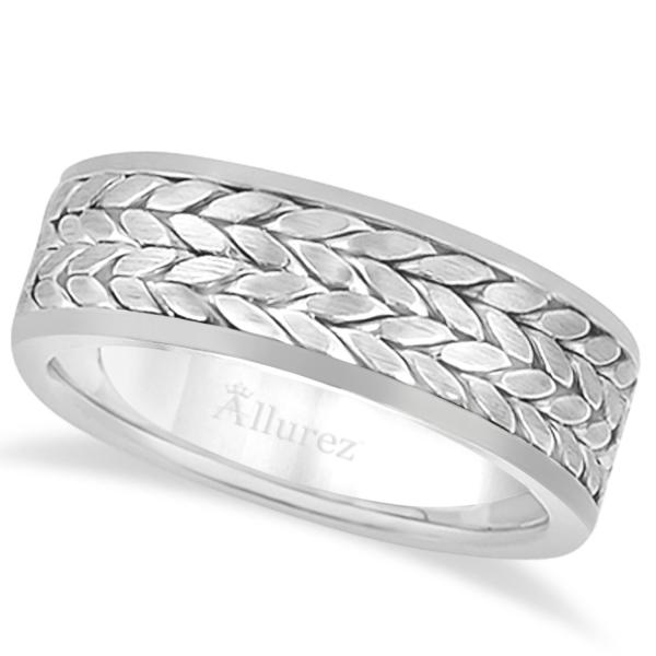 Men's Modern Braided Handwoven Wedding Ring in 14k White Gold (8mm)
