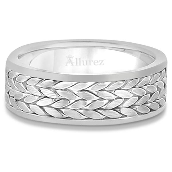 Men's Modern Braided Handwoven Wedding Ring in 14k White Gold (8mm)